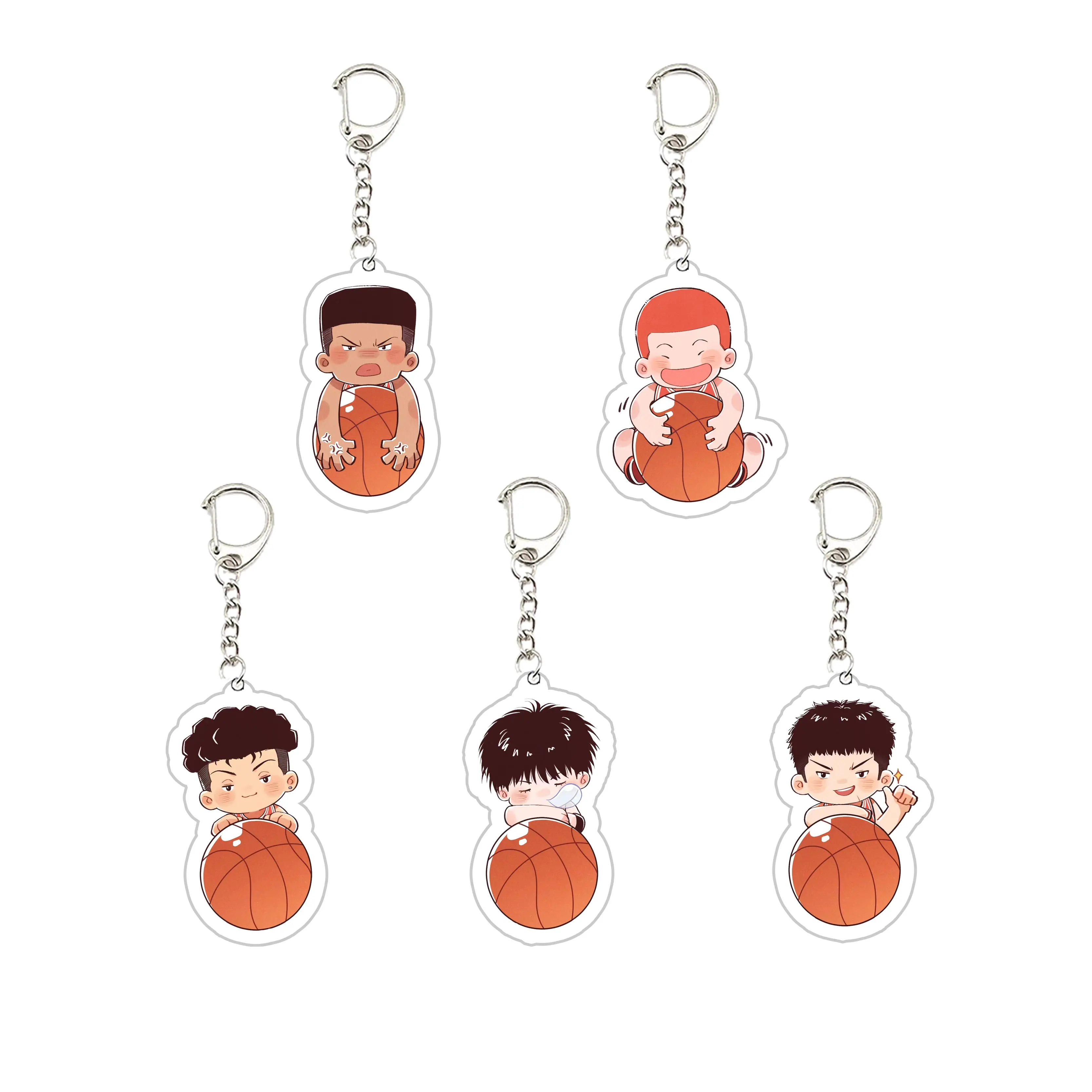 Arcylic Slam Dunk Keychains Anime Figure Akagi Hanamichi Sakuragi Rukawa Miyagi Mitsui Pendant Chaveio Key Chain Props Fans Gift