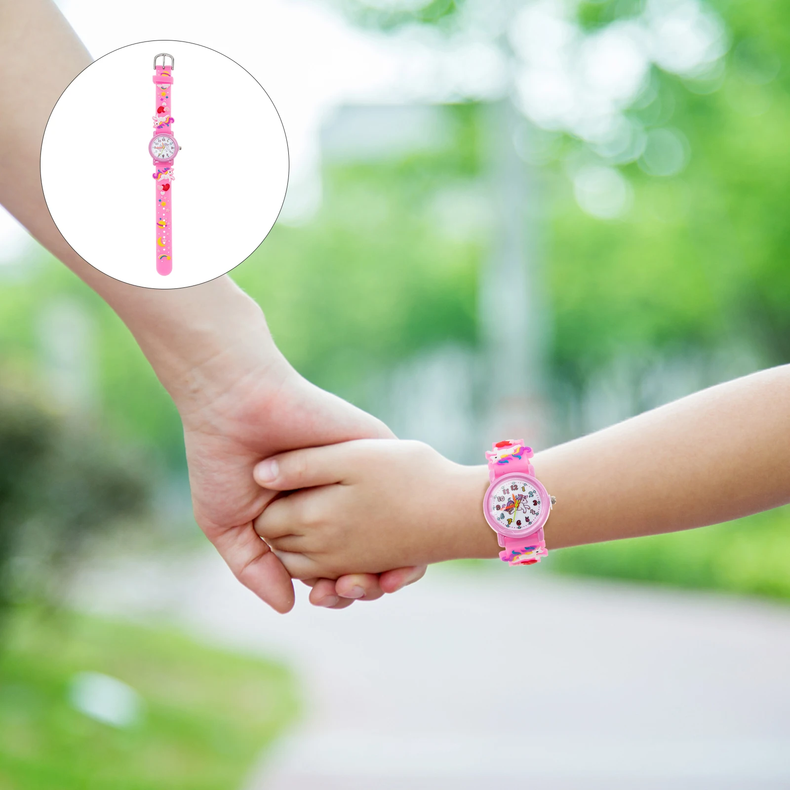 Quartz Watch 3D Cartoon Design Waterproof Wristwatch Adjustable Light Weight Unicorn Pattern Gift For