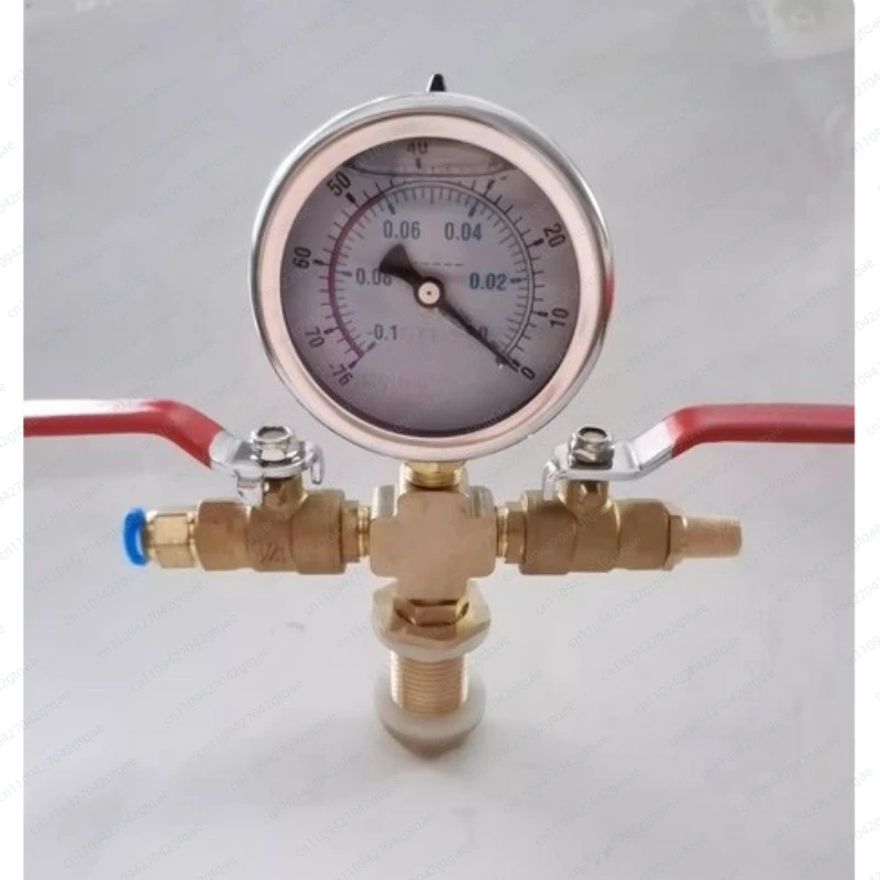 Vacuum Defoaming Tank Pressure Gauge Silicone Oil Gauge Set with Valve -0.1Mpa Negative Pressure Gauge 8MM/10MM/7/16-20UNF