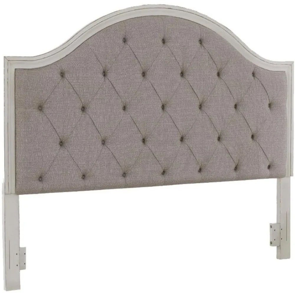 Classic Upholstered Tufted Panel Headboard ONLY, King/California King, White & Beige