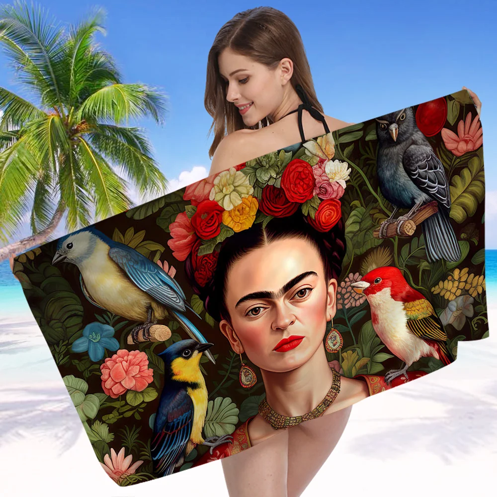 F-Frida K-Kahloes Art Cartoon Beach Towel Cute Kawaii Room Decor Bath Girls Children Hand Towels For Bathroom Shower