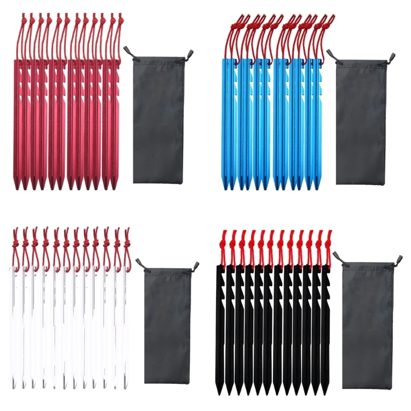 

12 Pcs Heavy Duty Tent Peg Durable Camping Peg Aluminium Alloy Tent Stakes Outdoor Ground Anchors Adjustable Ground Dropship