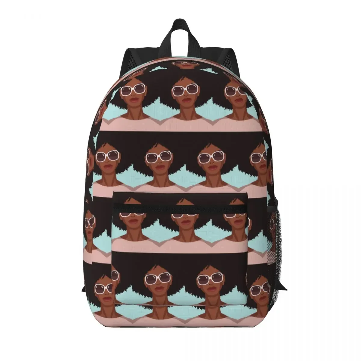 African American Woman With Sunglasses Student Backpack School Bag Hiking Travel Daypack for Boys Girls Bookbag Shoulder Bags
