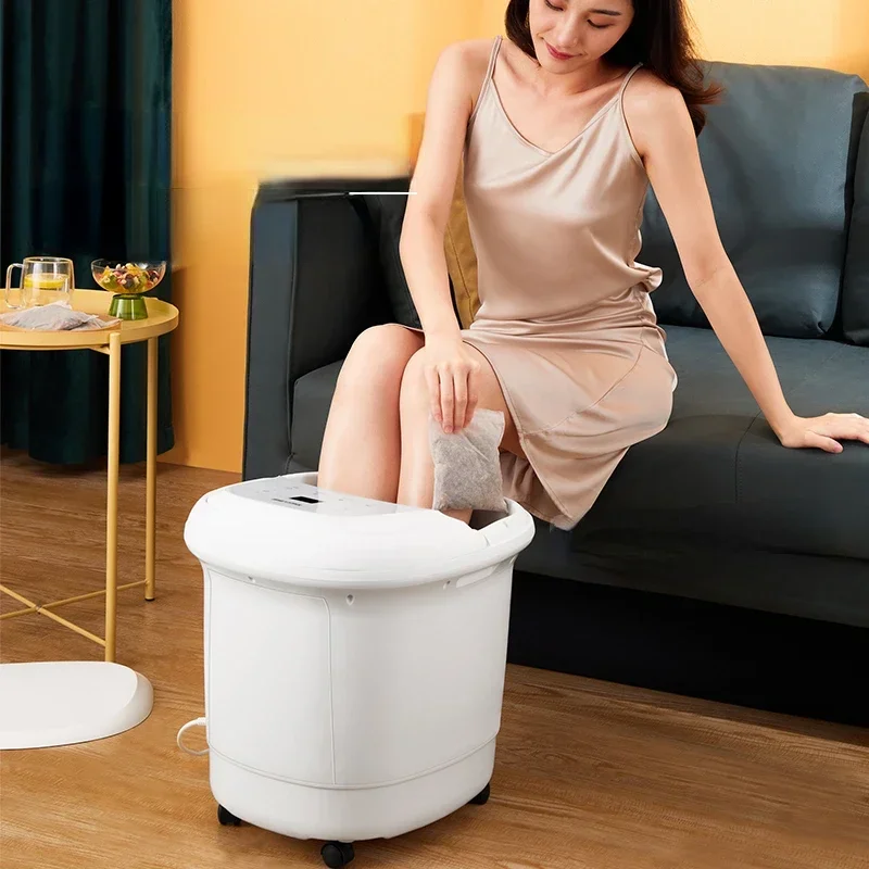 Memory Function Foot Bath Tub - 6 Turntable Surf Massage, Over Calf Electric Foot Soak Basin, Constant Temperature Control