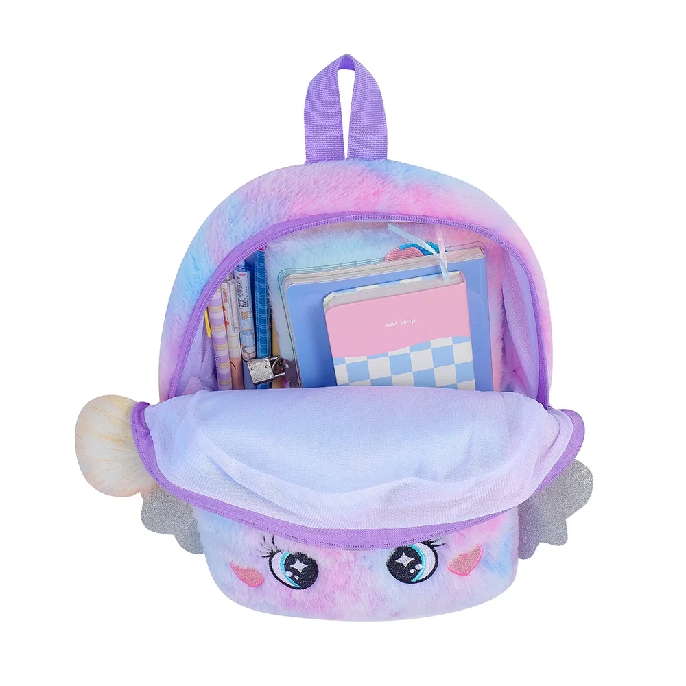 School Bags New Cartoon Unicorn Plush Backpack Cute with Wings Big Eyes Children\'s Kindergarten Backpack Girl