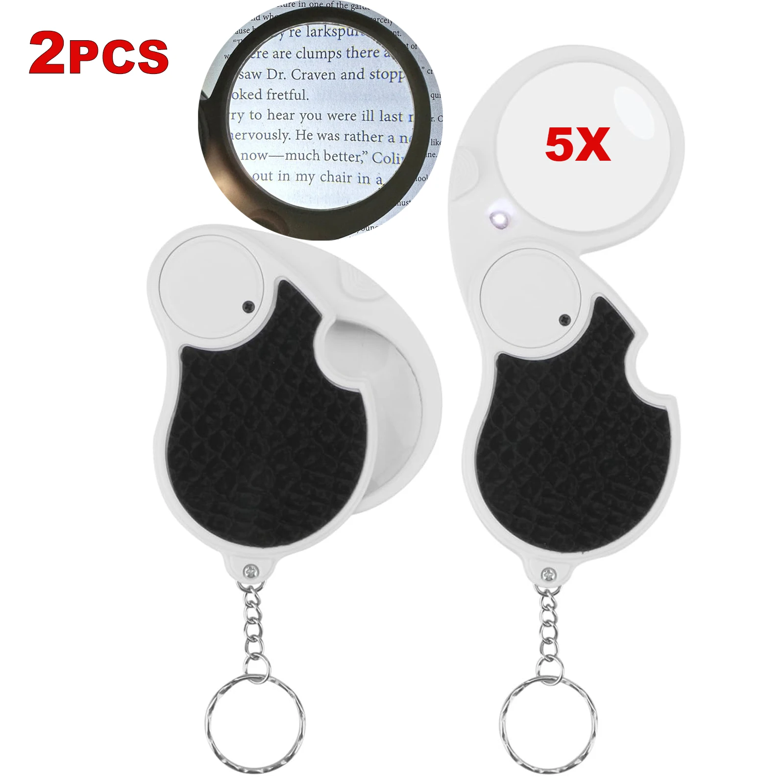 5X Magnifying Glass with LED Light Handheld Pocket Magnifier Portable Folding Magnifier 45mm Lens Jeweler Loupe for Coin Reading