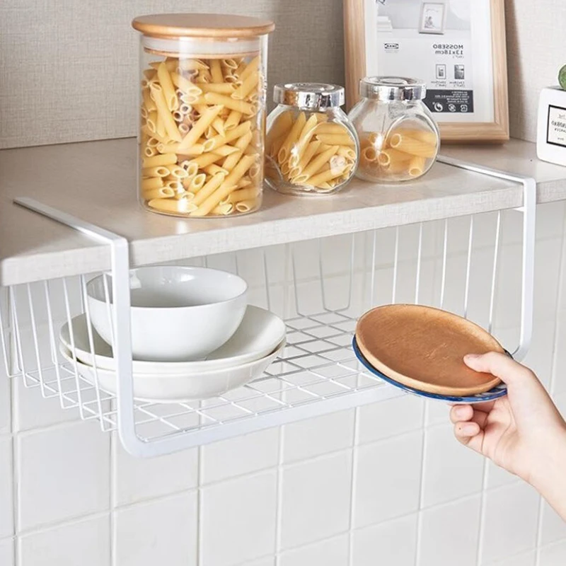 Cesta colgante multifuncional perforada para cocina y baño, estante de almacenamiento con fondo de hierro, cesta de alambre colgante