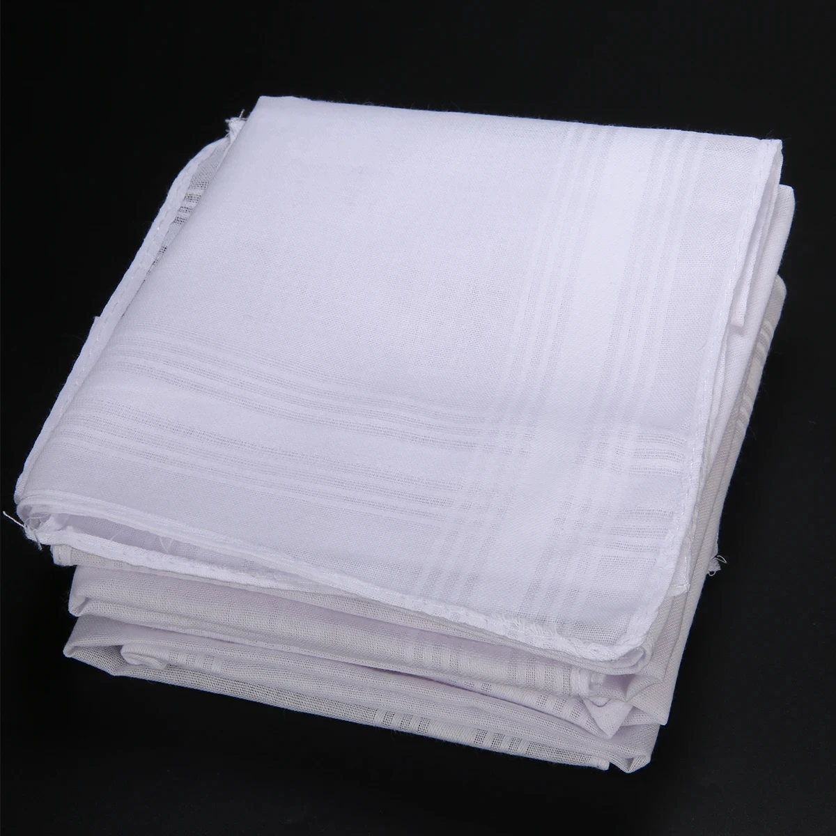 5pcs New White Pocket Cotton Handkerchiefs Reusable Hankie Hanky Special Square Shape Design With Stripe Men 40*40cm