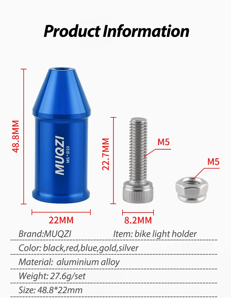 Fahrradlicht-Halterung Taschenlampenhalter für Hinter- und Vorderrad M5 Rahmenbolzenloch Aluminiumlegierung – Detail 2