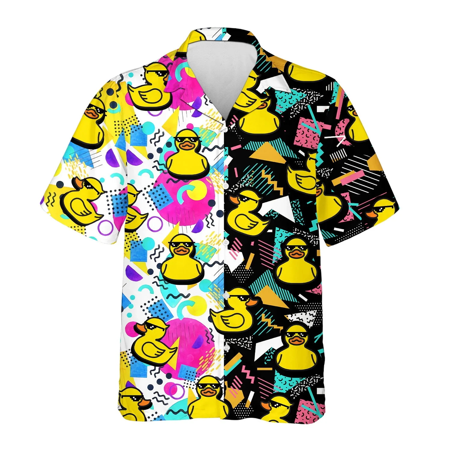 3d Print Animal Duck Hawaiian Shirts For Men Short Sleeve Vocation Beach Shirt Summer Short Sleeve Button Lapel Aloha Shirts