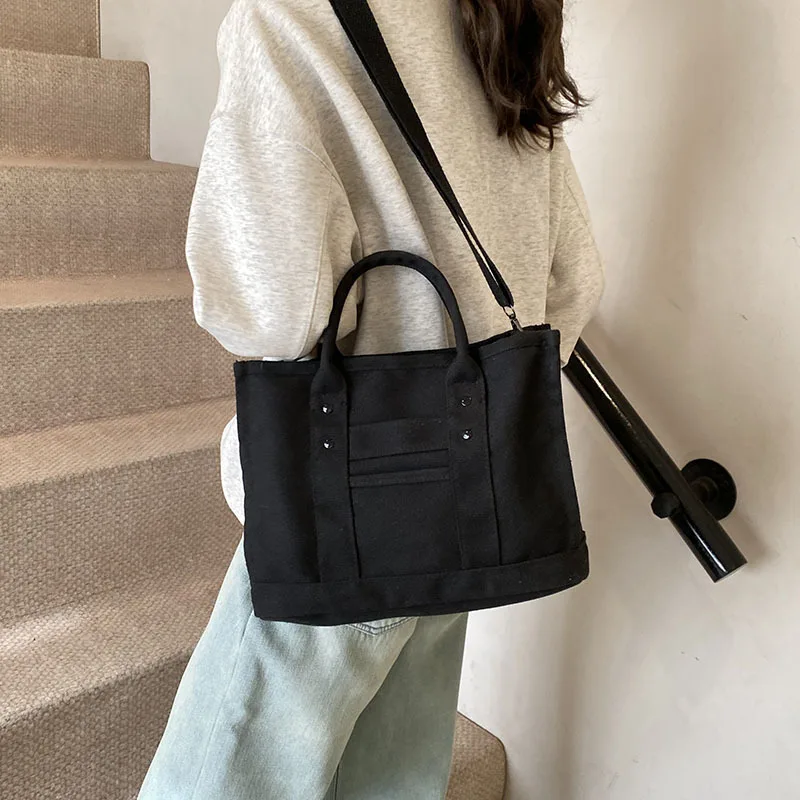 

Autumn and winter new simple canvas bag texture versatile crossbody women's bags casual handheld classroom commuter Tote bags