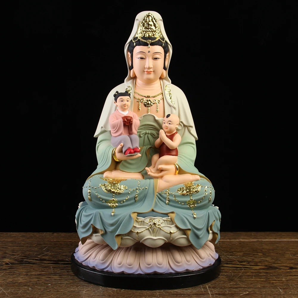 30cm large Southeast Asia color painted SONG ZI Guan yin bodhisattva buddha Home temple Shrine pregnancy Effective