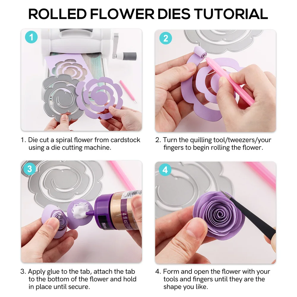 Guirnalda de flores enrolladas en espiral grande 3D, troqueles de corte para álbum de recortes DIY, manualidades decorativas, fabricación de