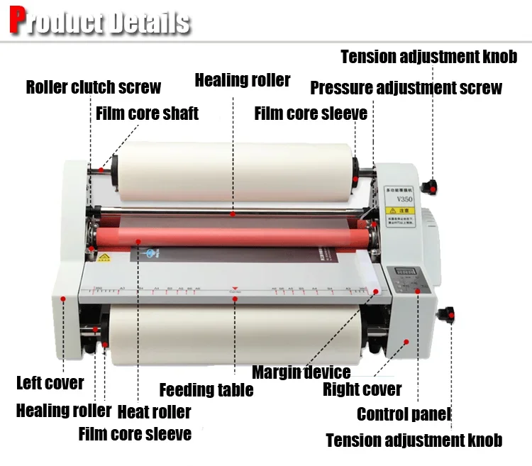 DX-V350 Desktop Electric Laminating Machine A4 Semi-automatic With 350mm For Office Equipment