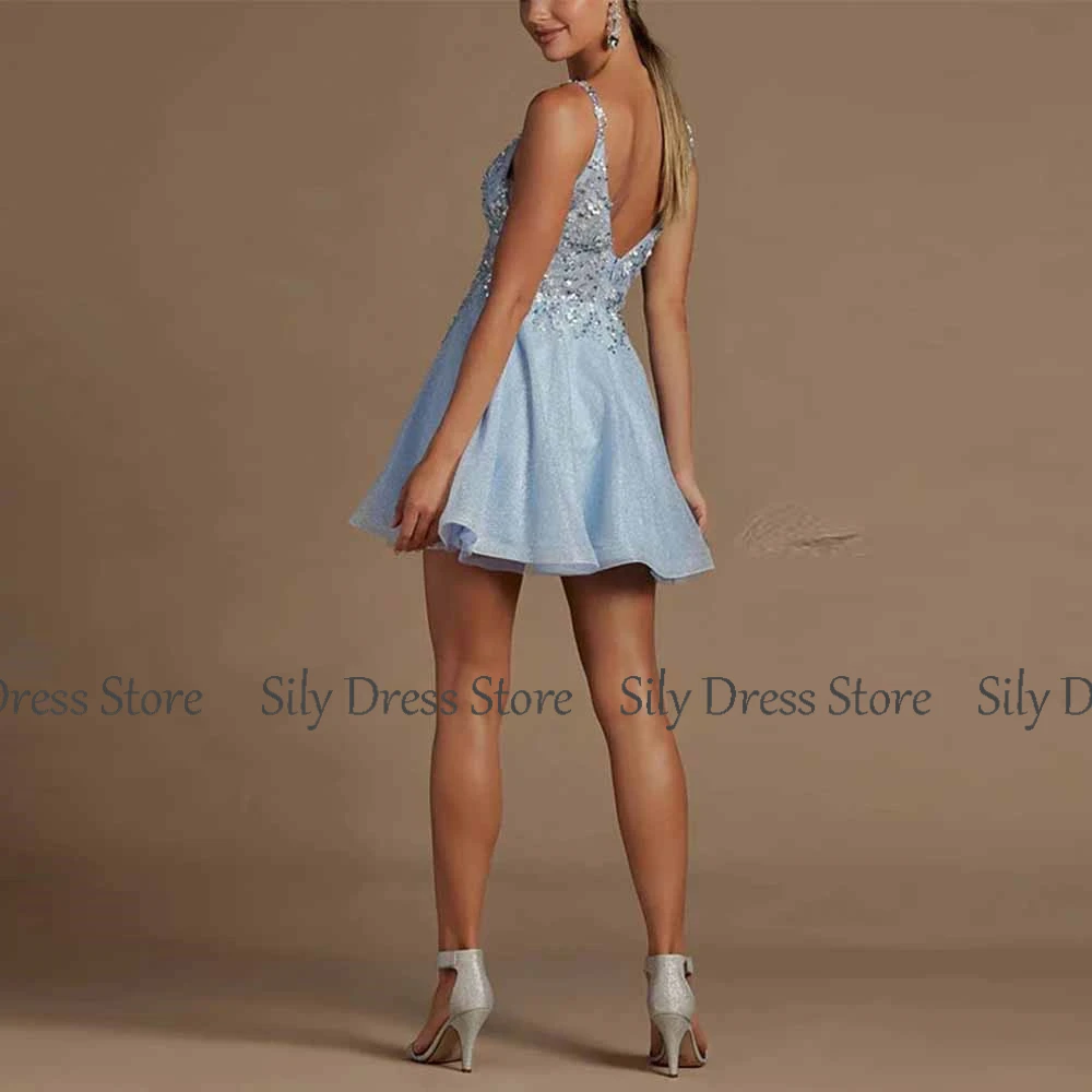 فساتين حفلة موسيقية رومانسية للسيدات الأورجانزا ألف خط فستان العودة للوطن السماء الزرقاء الحبيب زين Ruched عارية الذراعين فساتين الحفلات البسيطة