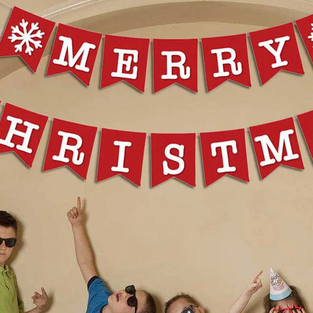 

Christmas Decoration Bunting Red Nonwovens Forked Tail Streamer For Holiday Party Home Fireplace Wall Table Backdrop Xmas