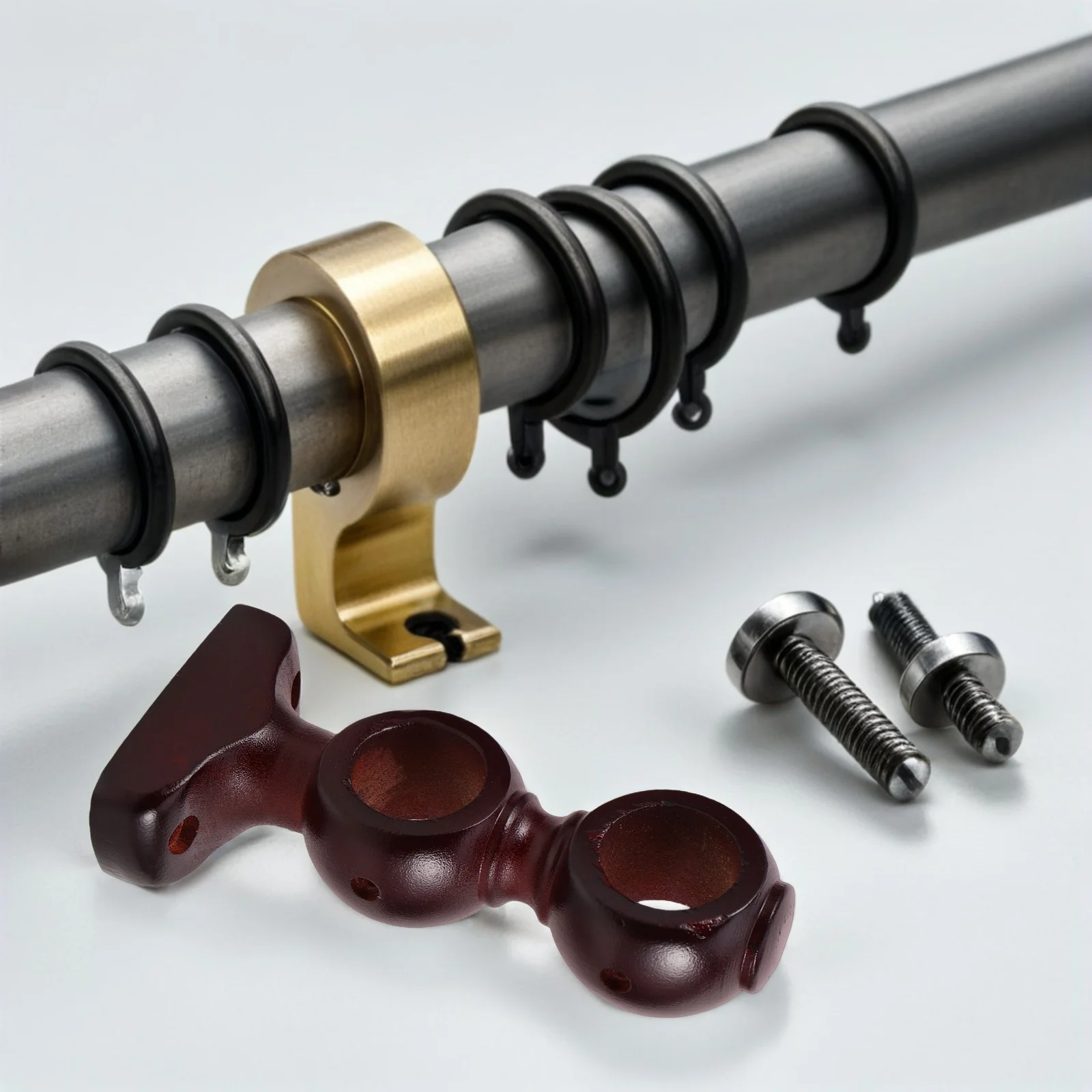 

2pcs Wooden Curtain Rod Brackets 1" Diameter Heavy Duty Wall Mounted For Living Room Bedroom Drapery Holders