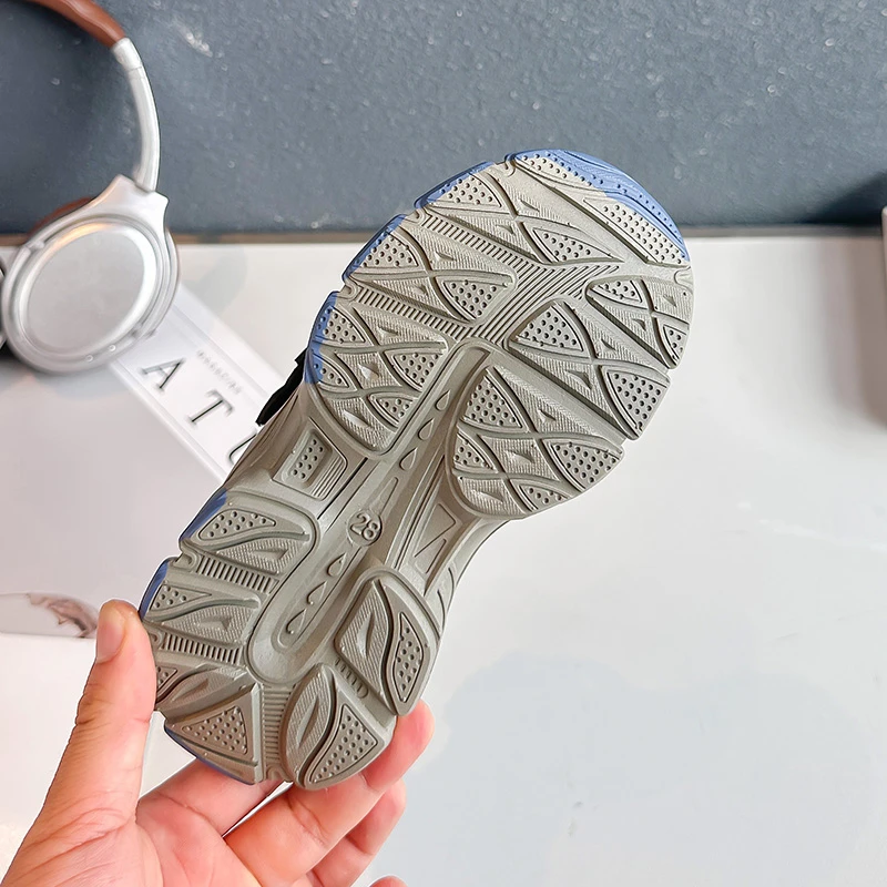 Kleinkinder Chunky Plateau-Sneaker Atmungsaktives Mesh Klettverschluss Rutschfeste Robuste Dicke Sohle Leichte Wander- und Sportschuhe – Detail 6