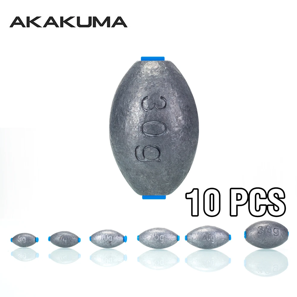 10Pcs Fishing Sinkers Olive Shape Fishing Accessories 5G/7G/10G/15G/20G/30G Fishing Lead Weight Plastic Core For Long Casting