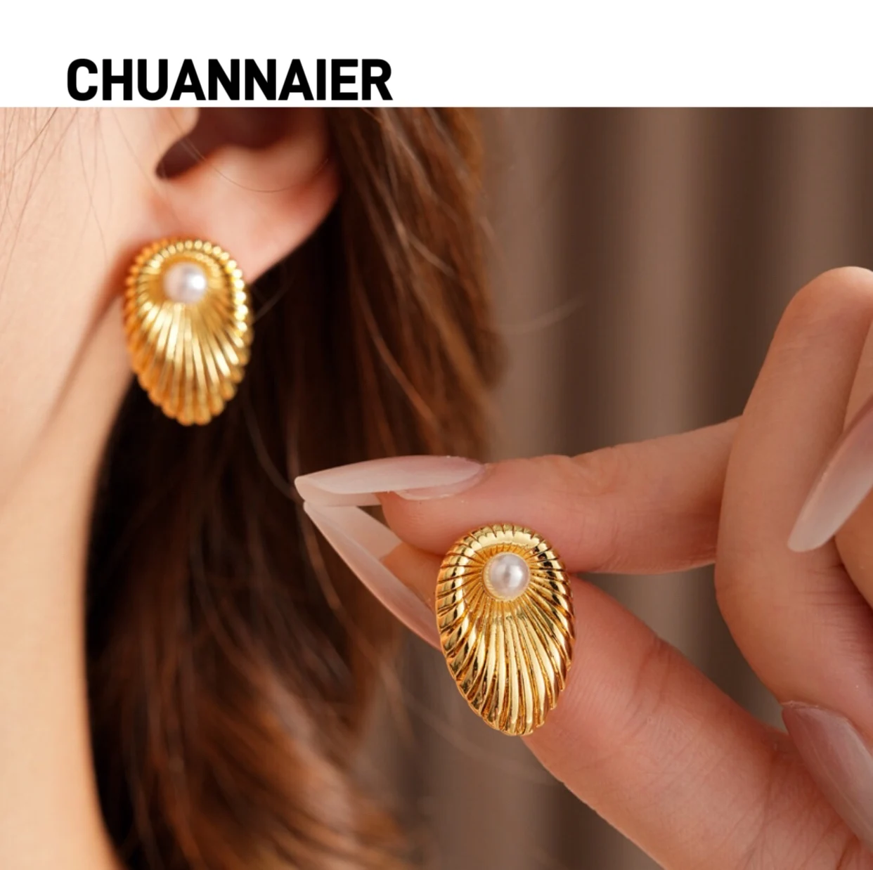 

Popular Pearl Geometric Earrings Retro Heavy Industry Earrings Fashionable and Versatile Earring for Women Luxurious