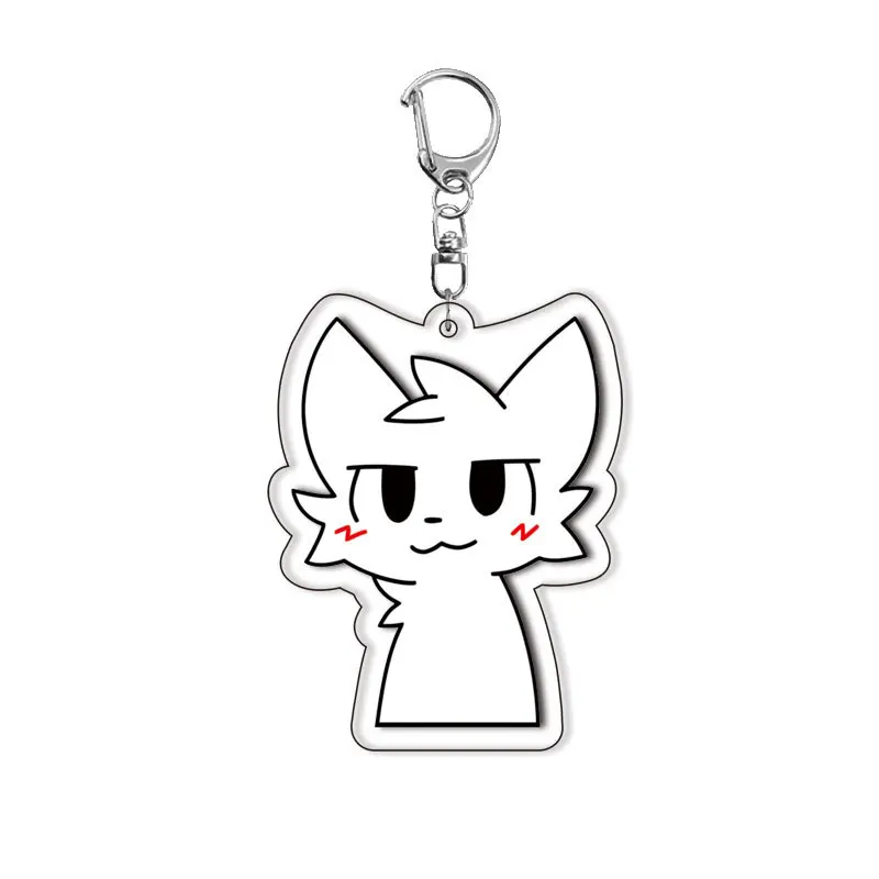 Cute Black White Cat Boys Kisser Keyrings for Accessories Bag Key Chain Ring Jewelry Gamer Cartoon Meme Fans Gifts for Friends - view 2