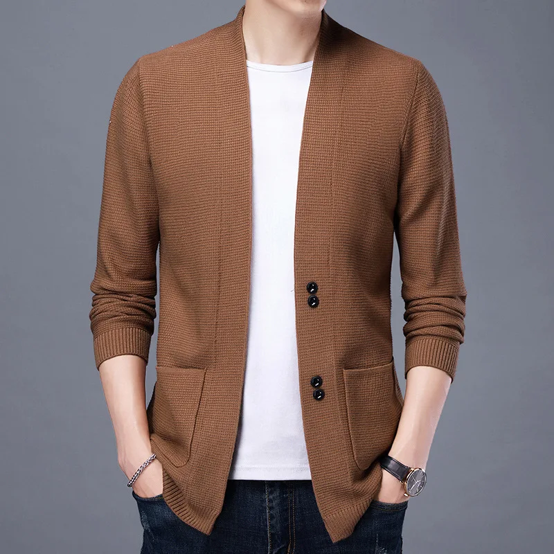 

MRMT 2024 Brand New Knitted Cardigan Men's Top Middle-Aged Sweater 4 Buttons Casual Thin Sweater Jacket