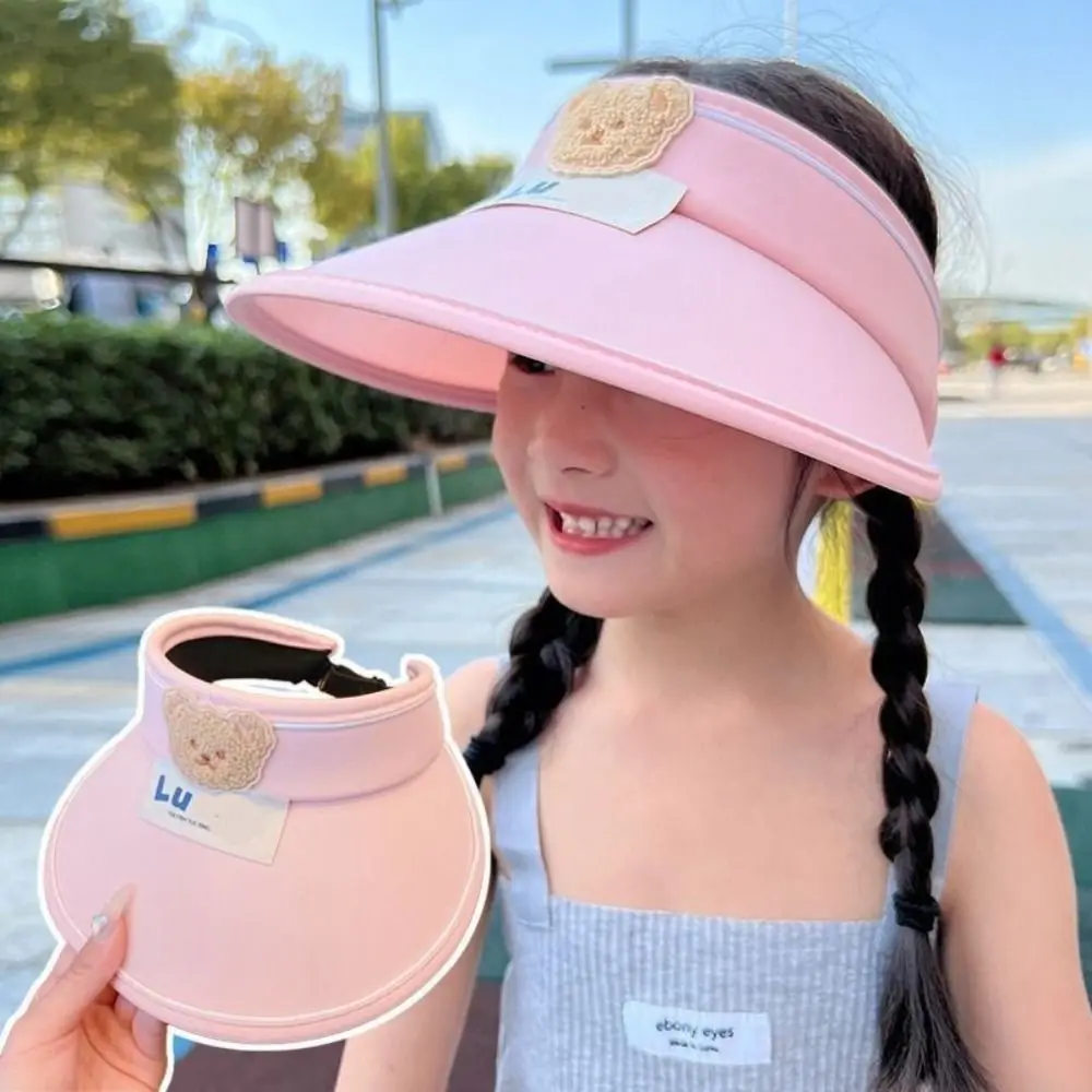 Shading Hat Bear Empty Top Hat Anti-UV Sun Hat No Top Beach Hat Cartoon Sunshade Hat Korean Style Children's Visor Hat Kid