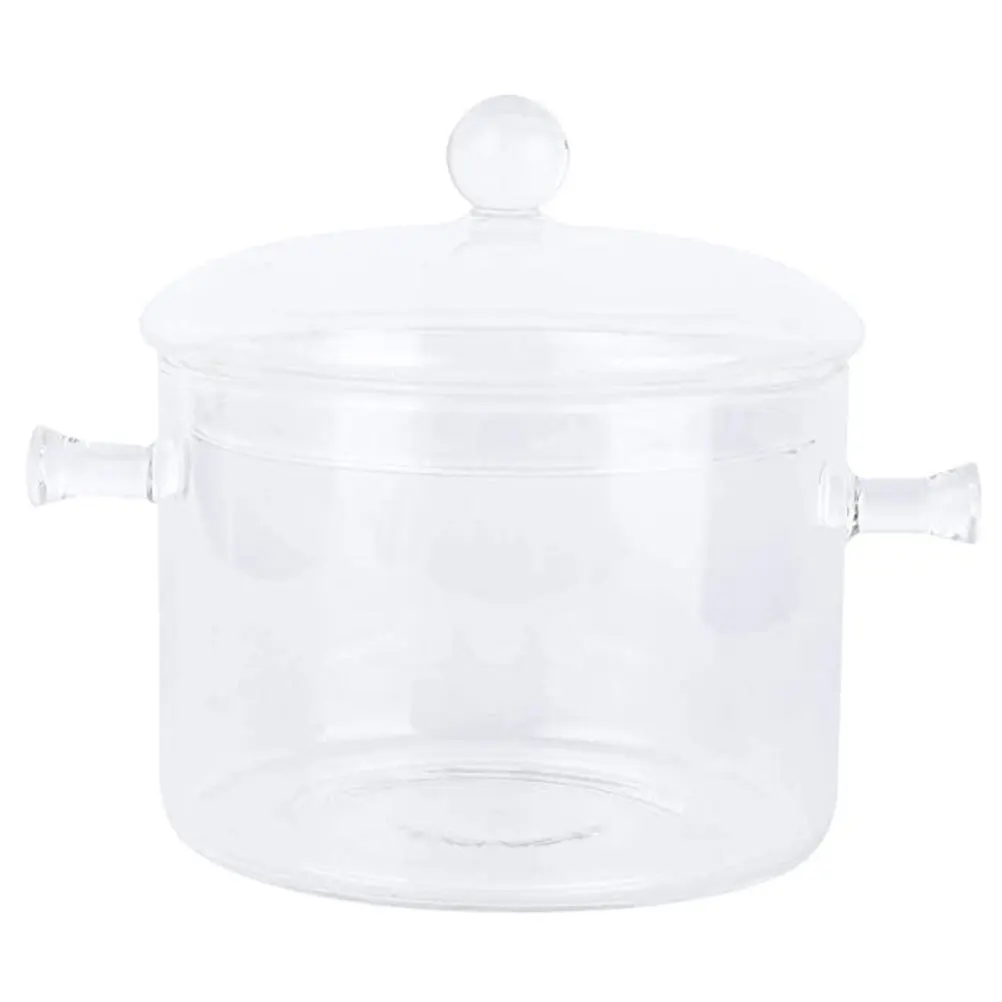 

Ergonomic Handle Glass Cooking Pot Heat Resistant Transparent for Home Cooking Glass Stew Pot Kitchenware Home
