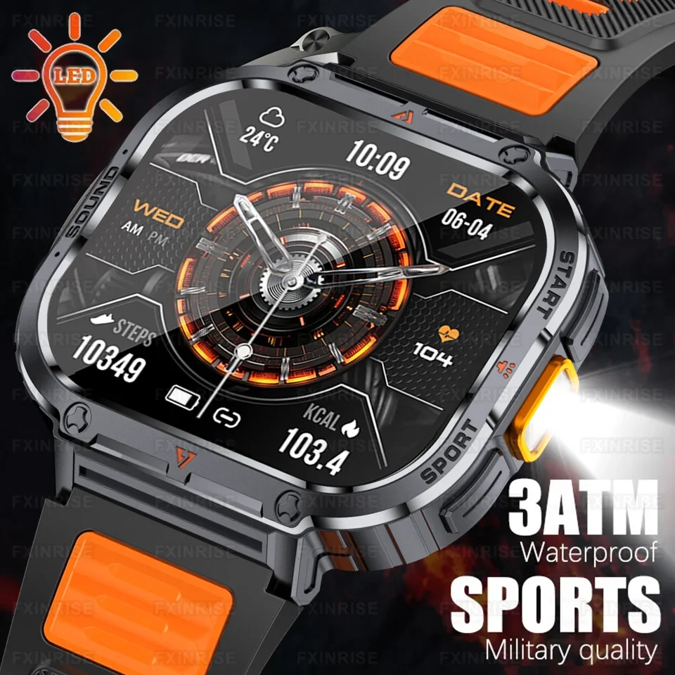 

Original Men Smart Watch With Flashlight Bluetooth Call Outdoor Smart Watch Clock 3ATM IP68 Waterproof Sports Smart Watch Women