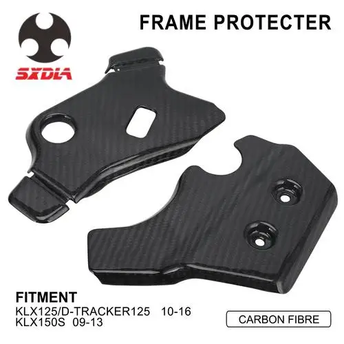 Funparts Carbon Fibre Motorcycle Accessories Frame Protection Guard Crash Pad Protector For Kawasaki KLX150S KLX125 D-TRACKER125