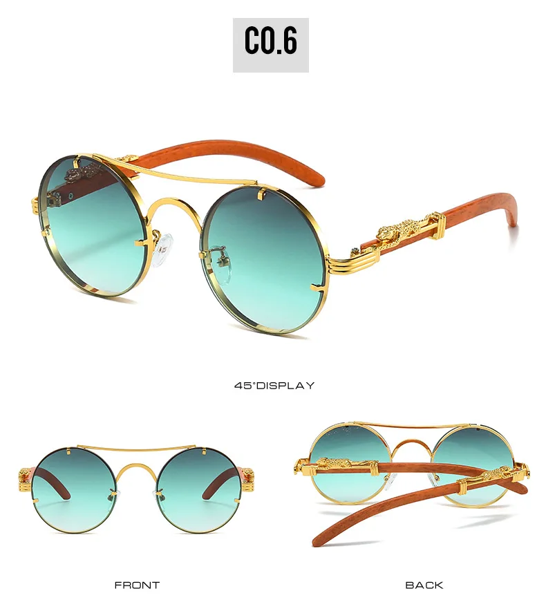 Vintage Runde Sonnenbrille Männer Frauen Luxus Marke Designer Gepard Metall Casual Brillen UV400 – Detail 11