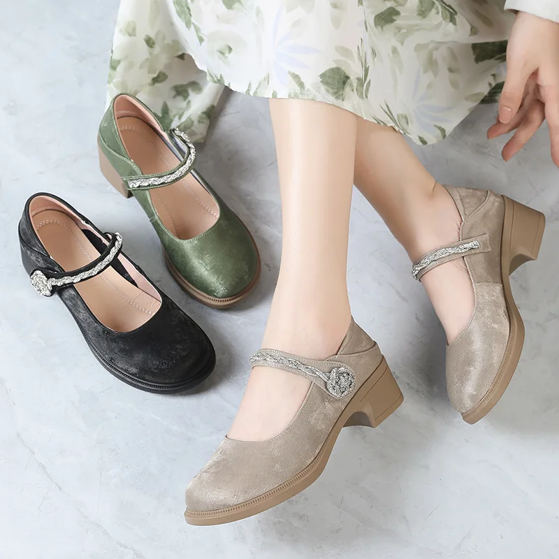 GKTINOO décolleté con punta tonda scarpe comode 2024 nuova primavera autunno scarpe con tacco alto piattaforma donna scarpe in vera pelle di grandi