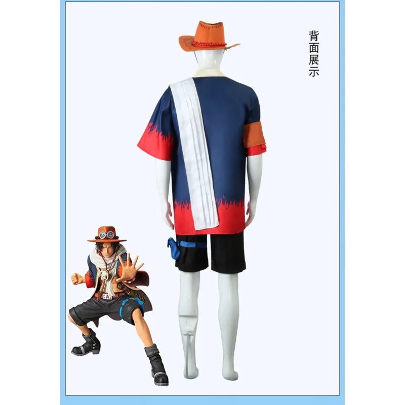 2025 NewAnime One Piece Portgas D Ace Cosplay Costume Coat Shorts Hat Suit Carnival Party Performance Christmas Adult Kimono AA