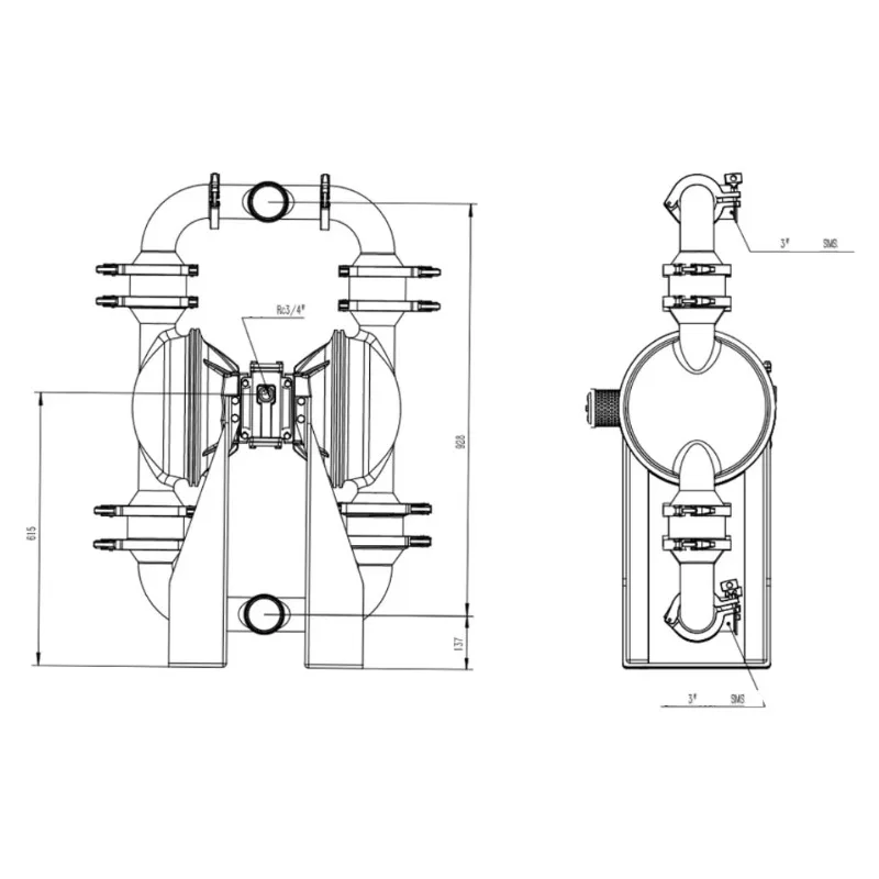 F80 bombas de diafragma sanitário de 3 polegadas AODD bombas de diafragma operadas por ar