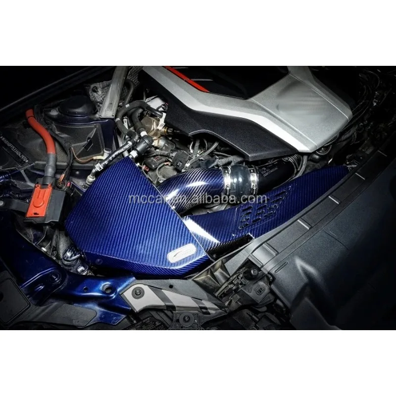 More Power Blue-black Real Dry Carbon Air Intake Manifold For Audi S4 S5 B9 3.0T 2017+ Racing Version Cold Air Intake System