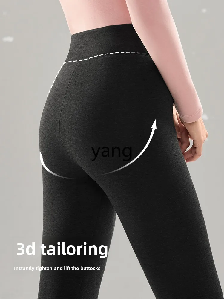 CX مريحة متوسطة وعالية الخصر طويلة جونز ثلاث طبقات سميكة ملابس داخلية الصوف المرأة طماق السراويل الدافئة