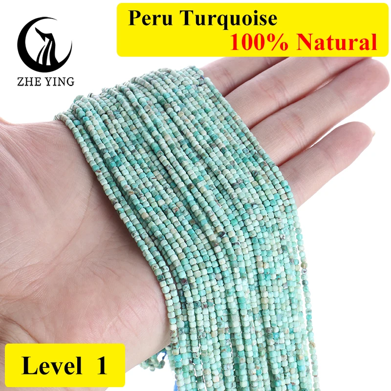 Zhe Ying 2.5mm Peru Turquoise Beads Small Faceted Square Gemstone Beads for Jewelry Making Bracelet Necklace DIY Accessories