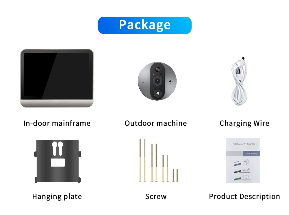 Mirilla de puerta con cámara de vídeo, timbre inalámbrico de seguridad inteligente Tuya de 3MP, timbre con visor caliente Alexa, intercomunicador para casa