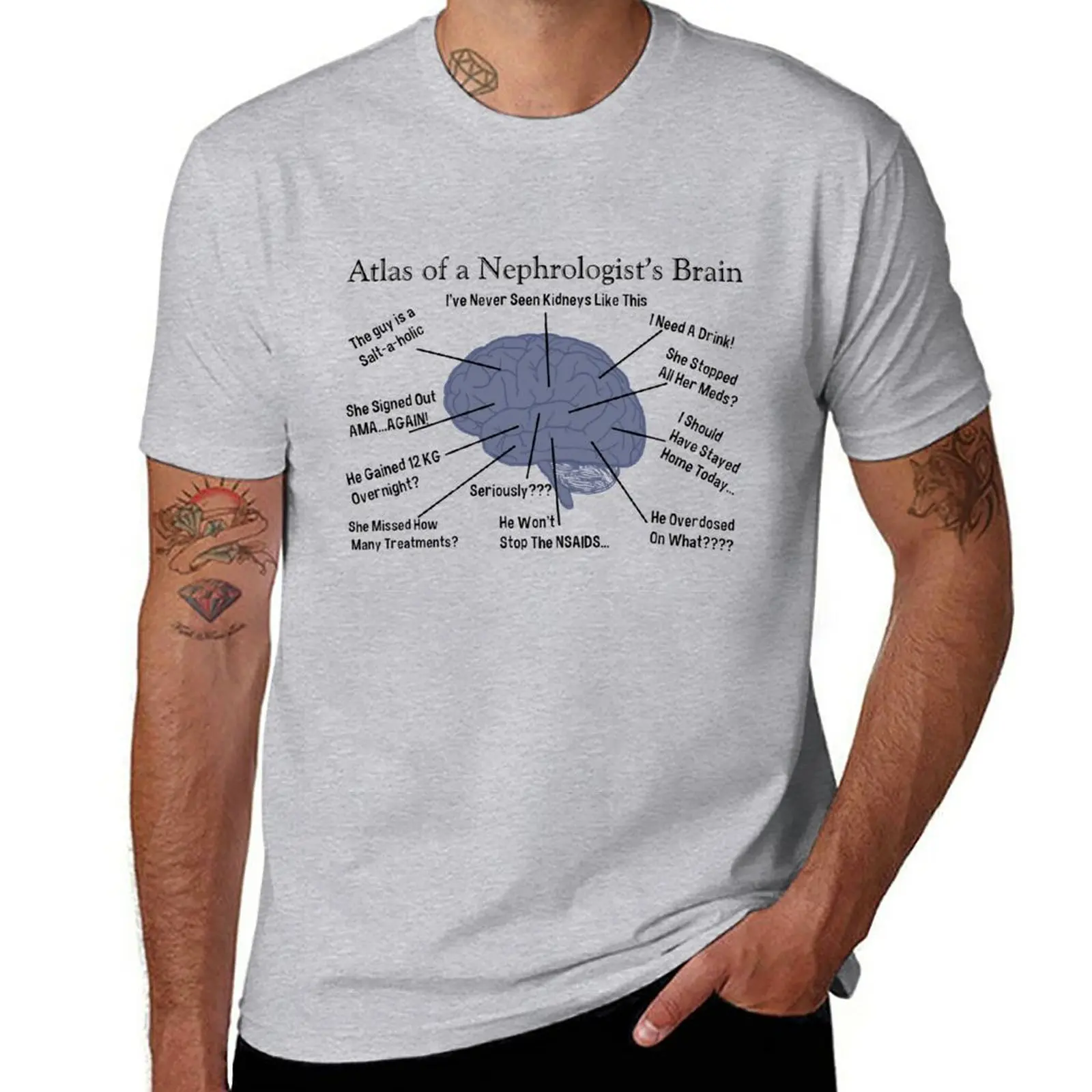 New Atlas of a Nephrologist's Brain T-Shirt vintage clothes quick drying t-shirt quick-drying t-shirt Men's cotton t-shirt