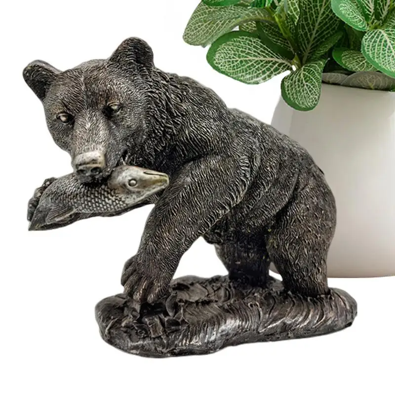 

Black Bear Figurine Tabletop Figurine Resin Simulated Ornaments Black Bear Yard For Home Rustic Décor Garden Lawn Yard