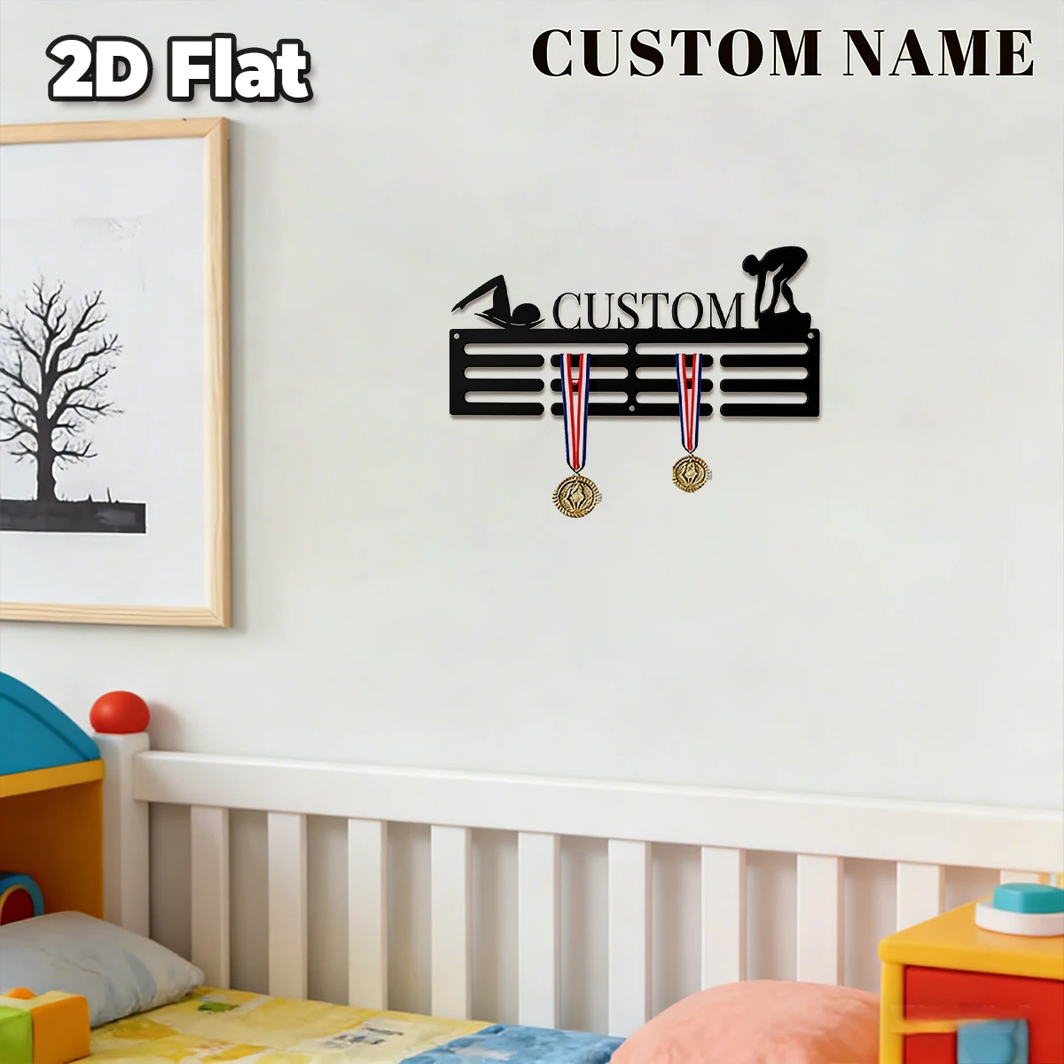 1pc Custom Outdoor Swimming Metal Medal Holder,Sports Carnival Hang Metal Wall Art Suitable for Running Marathon Sports Record