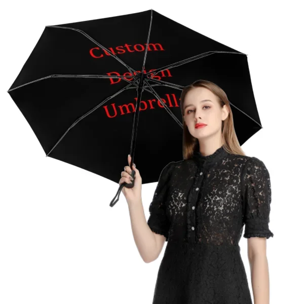 Personalized Automatic Umbrella Rain Women Three Folding Umbrellas Windproof Custom Design Umbrella Female Waterproof Parasol