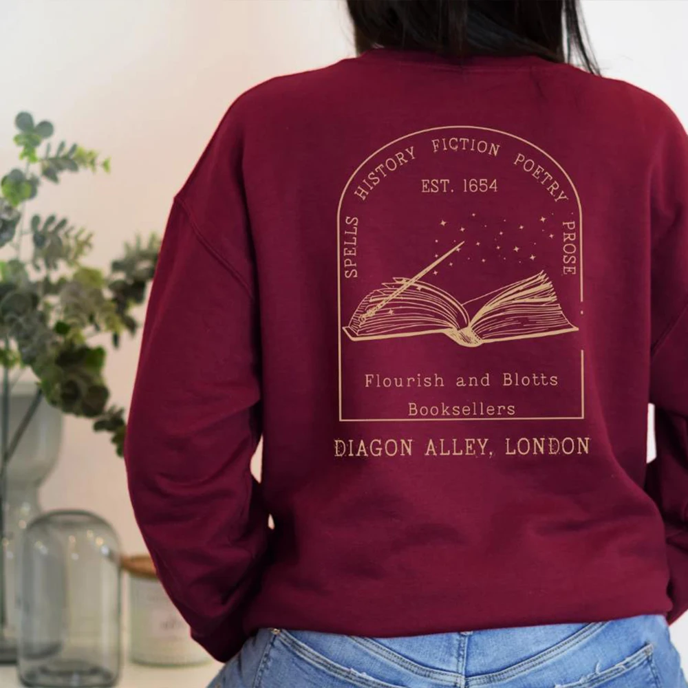 Flourish and Blotts Bestsellers Sweatshirt Wizard Shirt Universal Trip Sweater Book Nerd Hoodie Unisex Long Sleeves Sweatshirts