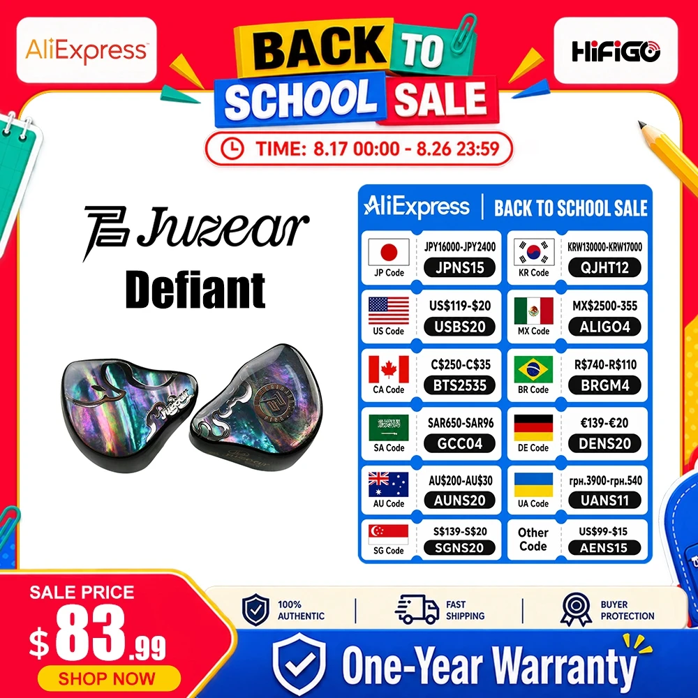 Fones de ouvido intra-auriculares híbridos JUZEAR x Z Reviews SWOOP Defiant 1DD+3BA HiFi com cabo de conectores substituíveis de 3.5+4.4mm