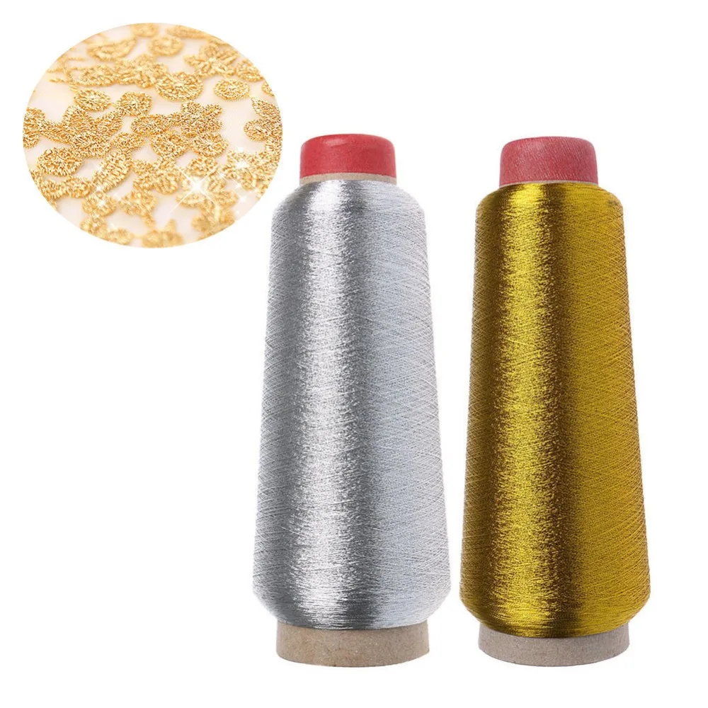 Metallic Thread Embroidery Gold Silver Machine Embroidery Threads Polyester Sewing Thread Spools for Embroidery