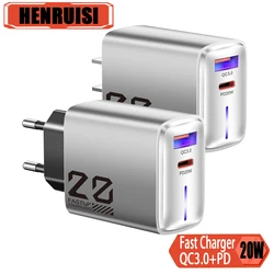 20W USB Cellphones Charger PD Quick Charge QC3.0 For iPhone 15 pro max Huawei Samsung Xiaomi Mobile Phone Fast Charging Charger