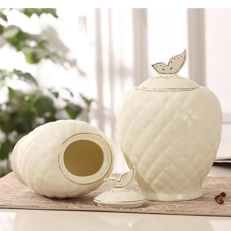 Simple Ceramic Ginger Jar Household Tea Storage Box Decoration Living Room Candy Modern Home Accessories