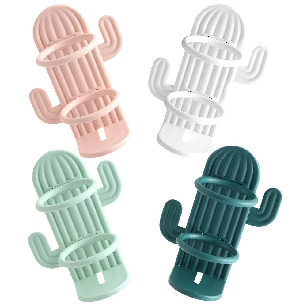 

4 Pcs Cactus Toothbrush Storage Rack Electric Stand Wall Mount Holder No Punch Adhesive Mounted Holders Toothbrushes Shaver