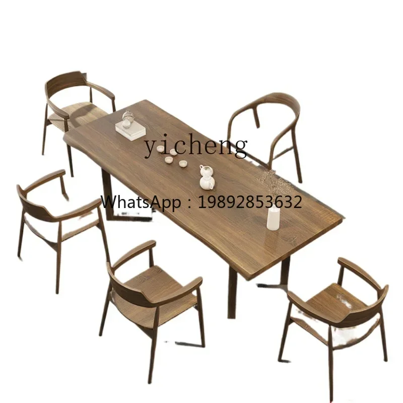 XL solid wood log tea table tea table and chair combination tea room kung fu big board office