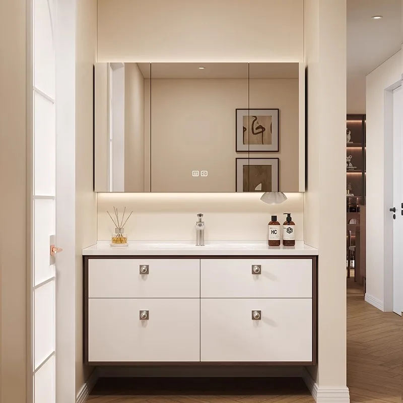 

Double color retro antique bathroom cabinet combination bathroom ceramic integrated basin wash basin washbasin